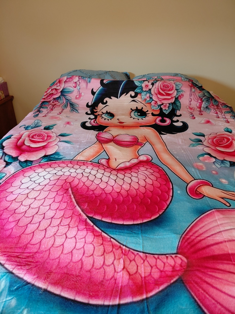 Unique Pink Betty Boop Mermaid Blanket Fits A Full Sz Or Queen Nicely